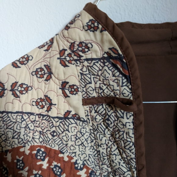 Women's Patterned Teddy Jacket - Brown and Cream - Picture 4 of 9